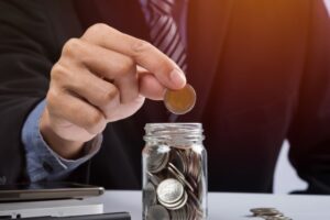 Hand Putting Mix Coins Seed Clear Bottle Copyspace Business Investment Growth Concept 1423 104