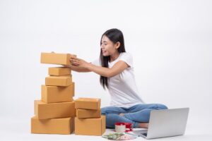 Happy Women From Ordering Products From Customers Business Owners Who Work Home White Backg 1150 8102